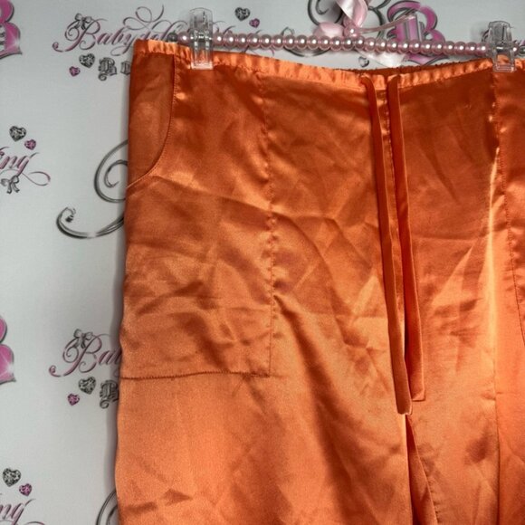 La senza pants silky satiny orange shimmer pockets waist tie up vintage y2k 2000 - Picture 5 of 11